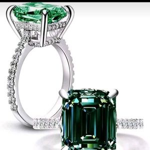 5.45 Ct Blue Emerald with White accents